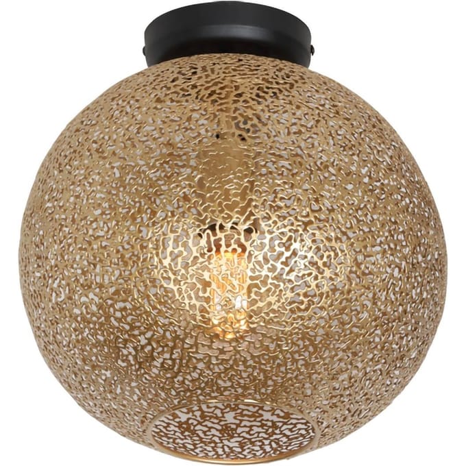Freelight Oronero plafondlamp - bollamp - kap Ø30 cm - excl. E27 lichtbron - goud