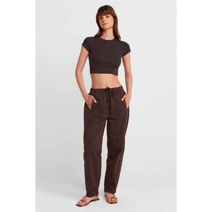 Katoenen Poplin Rechte Joggingbroek