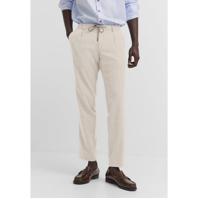 Bugatti Herren Broek met bandplooien, stretch en easy-care functie