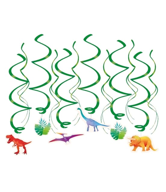 Verticale slingers | 12 stuks | Lengte: 70cm | Thema: Dino | Kleur: Groen