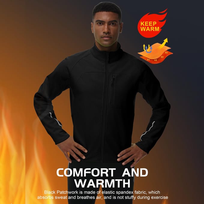 Heren Winter Fietsjack Winddicht Waterdicht Softshell met Reflecterende Details Warme Fleece M groen