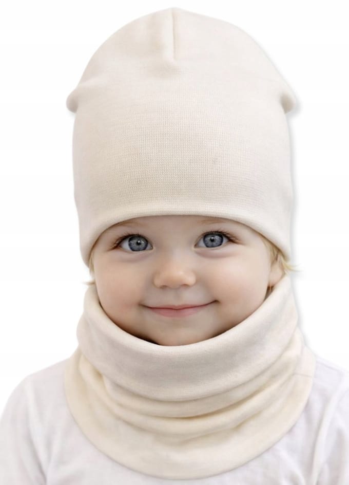 Dartomik - Babymuts en Sjaal Set - Ecru - 40/44