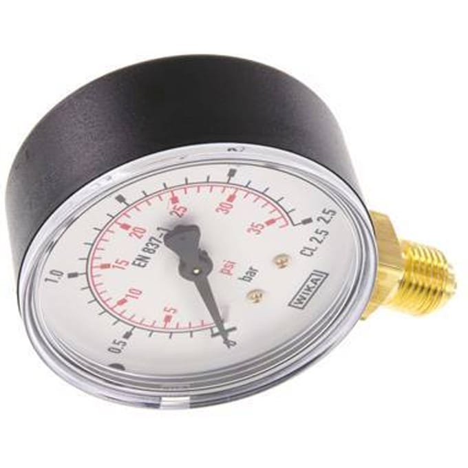 0..2.5 Bar Manometer Onderaansluiting Kunststof/Messing 63 mm Klasse 2.5