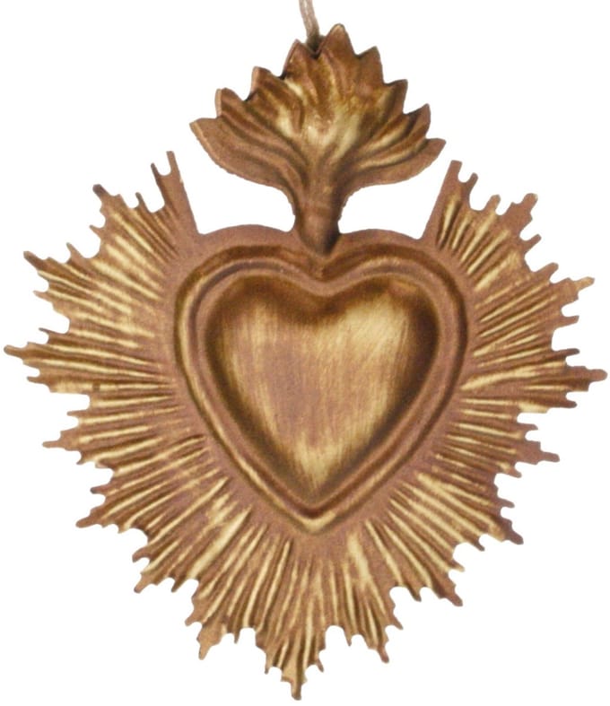 Heilig Hart hangend, metaal 10x12,5cm