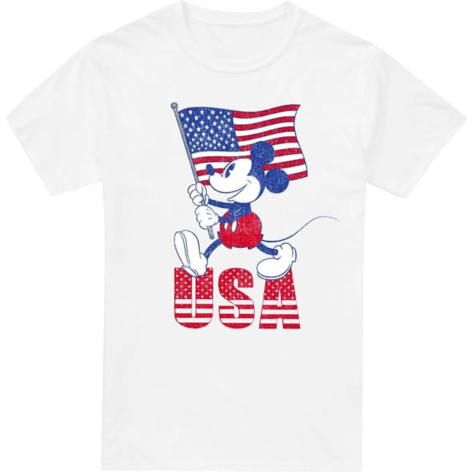 Disney Heren USA Mickey Mouse T-Shirt (Wit)