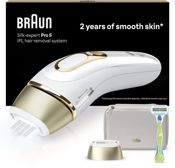 Braun Silk-expert Pro 5 PL5052 - IPL Ontharingsapparaat - Voor lichaam & gezicht - Wit/Goud