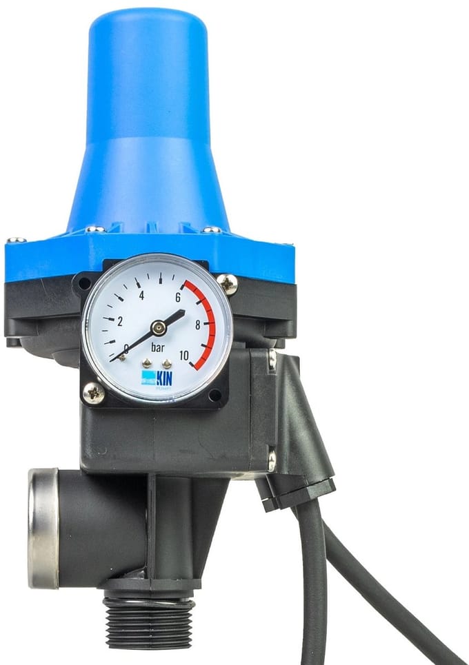 Kinpumps Pumpcontrol drukschakelaar met manometer | 1 inch buitendraad | droogloopbeveiliging