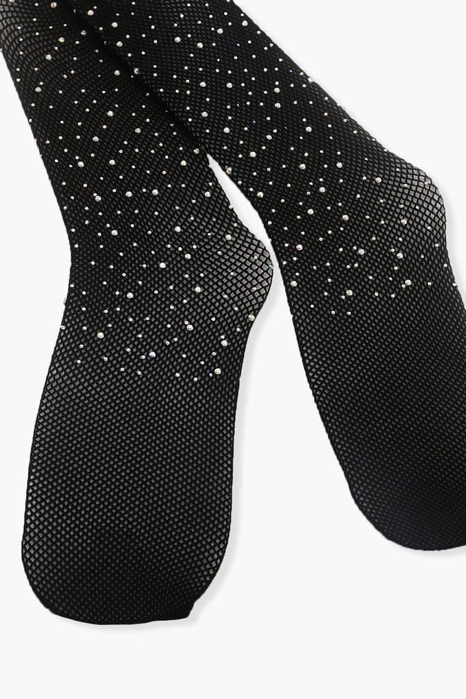 boohoo Dames Crystal Diamante Fishnet Panty's | Black