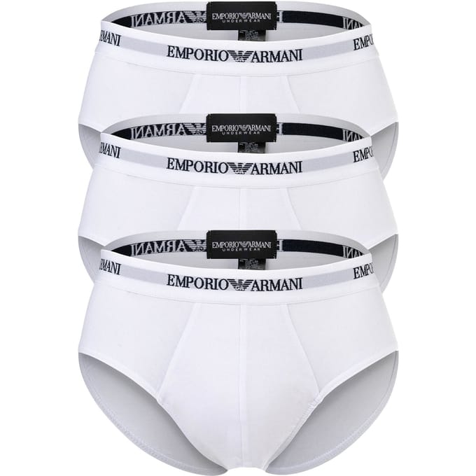 Armani slips met logo band 3-pack wit