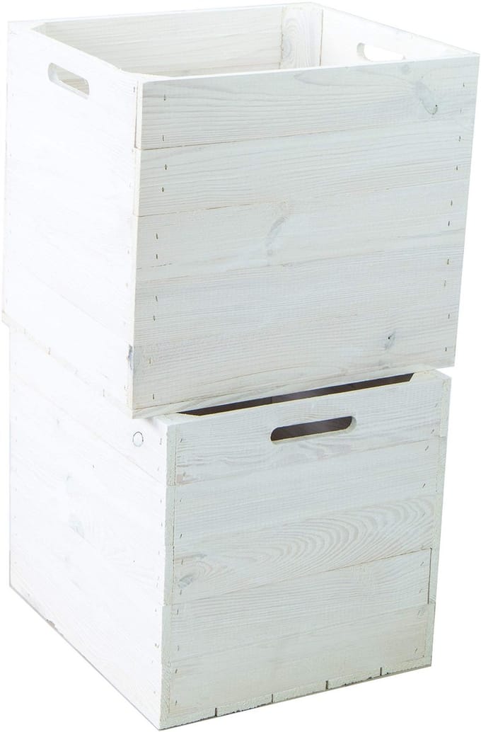 Dailygoods - Set van 2 houten opbergkisten, geschikt voor Kallax-systemen - Wit