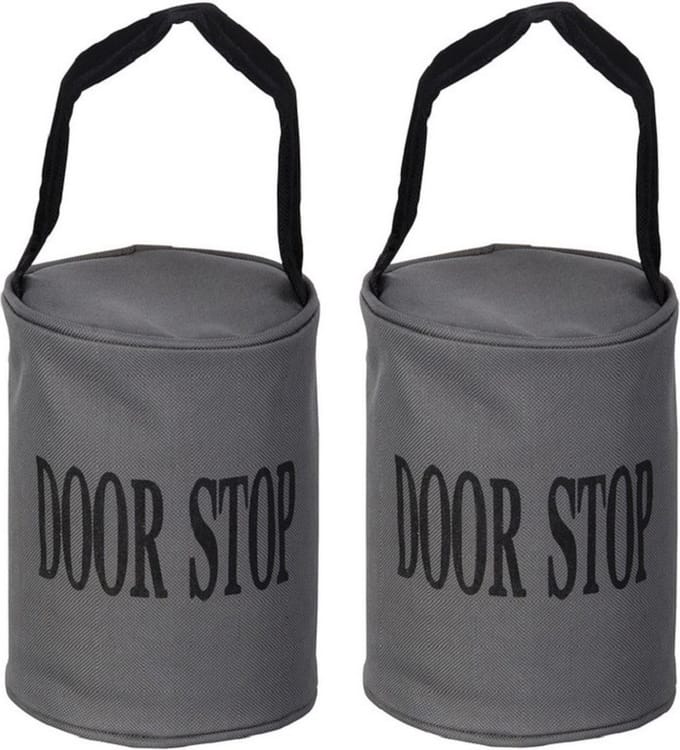 Esschert Design Canvas deurstopper grijs - 2x stuks - met handvat - 16 x 12.5 cm - 2.4 kg
