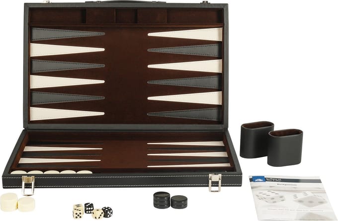 Backgammon ingelegd 46 x 28 cm zwart