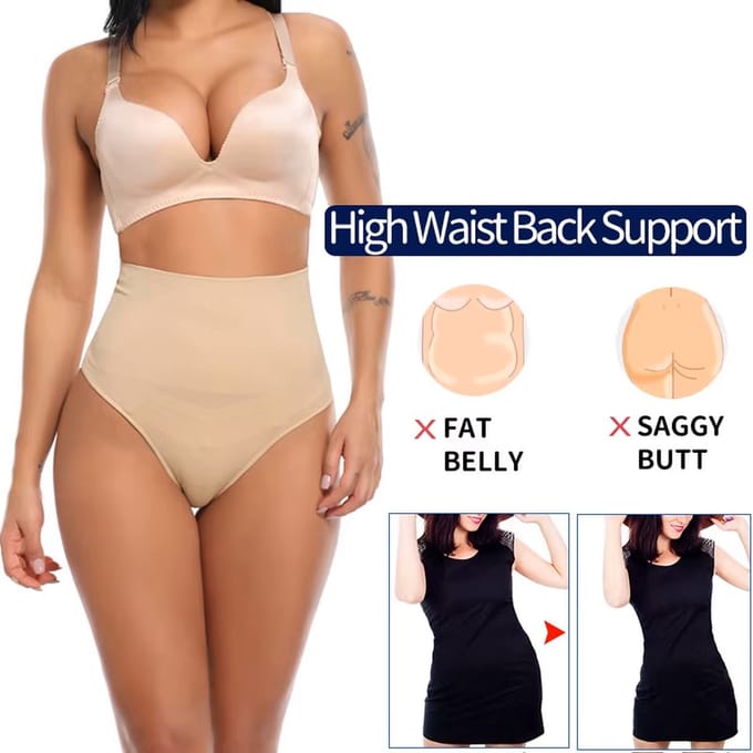 CHPN - Shapewear - Corrigerend Ondergoed - High-Waist - String - Shape wear - Beige - Maat M - Elastisch - Ondergoed