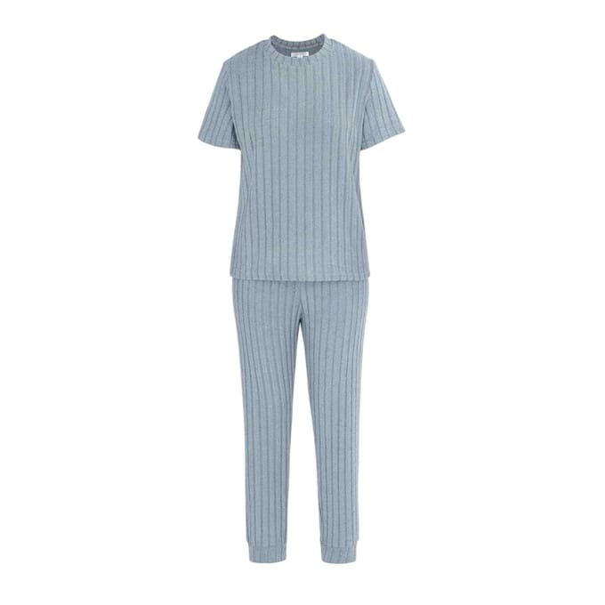 Miso Pyjamaset met korte mouwen van katoenmix voor dames (Grijs)