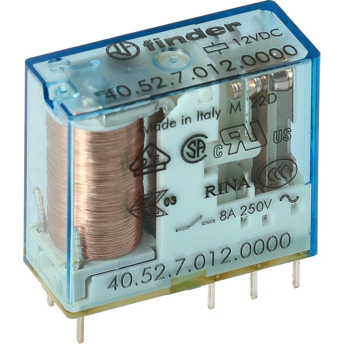 Finder 40.52 Dubbele PCB Relais 8A 12VDC AgNi Contacten - 40.52.7.012.0000