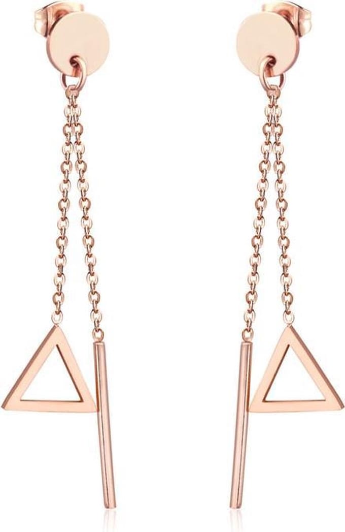 Cilla Jewels Dames oorhangers Edelstaal Staaf Driehoek Rose
