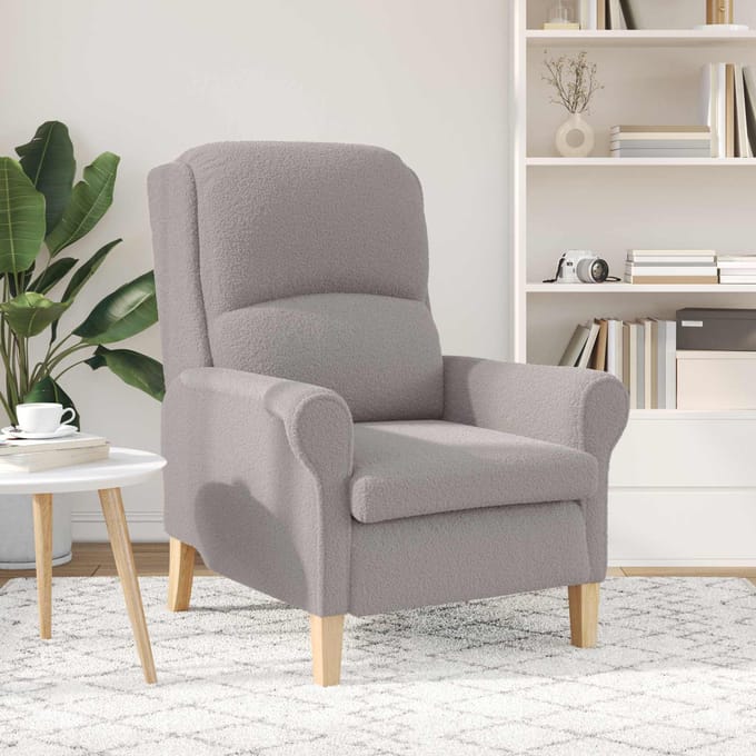 vidaXL - Fauteuil - Lichtgrijs - Zachte - Sherpa-stof