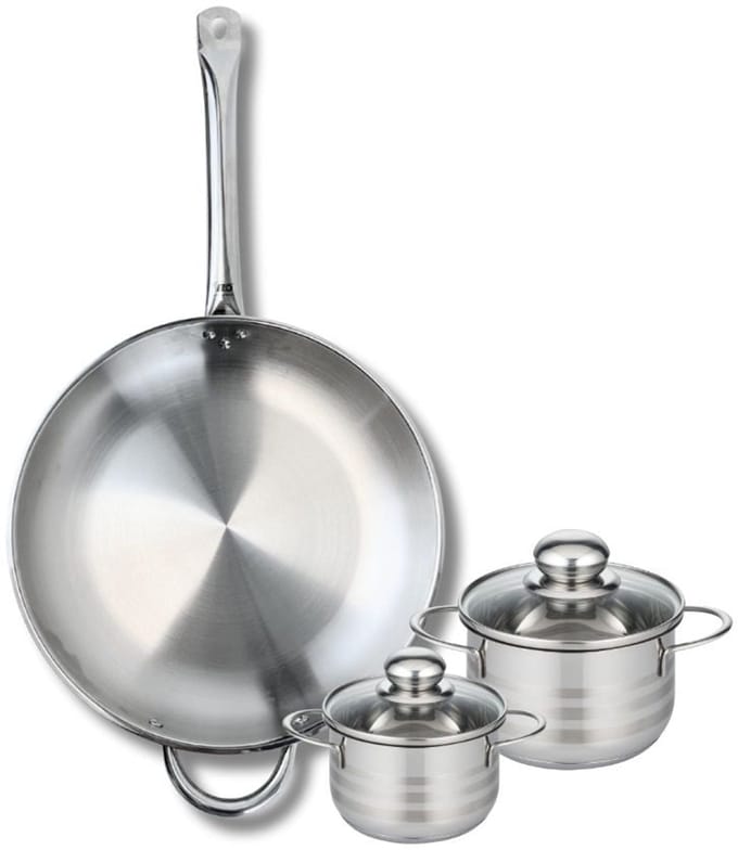 Set van 1 Koekenpan 32 cm en 2 kookpotten 12 en 14 cm Elo Profi Brillant