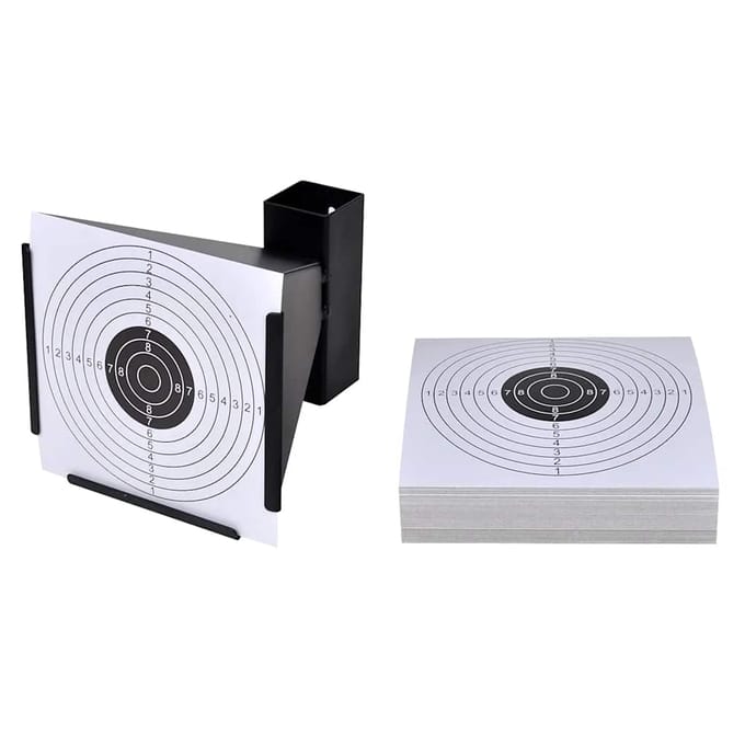 vidaXL Schietkast trechtervormig met 100 papieren targets 14 cm