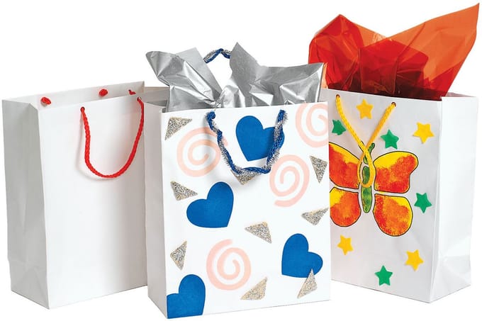 Colorations knutsel cadeautasje wit - versier je eigen tasje 24 stuks.