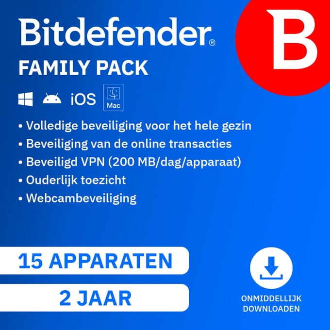 Bitdefender Family Pack - 24 maanden/15 apparaten - Nederlands - Download