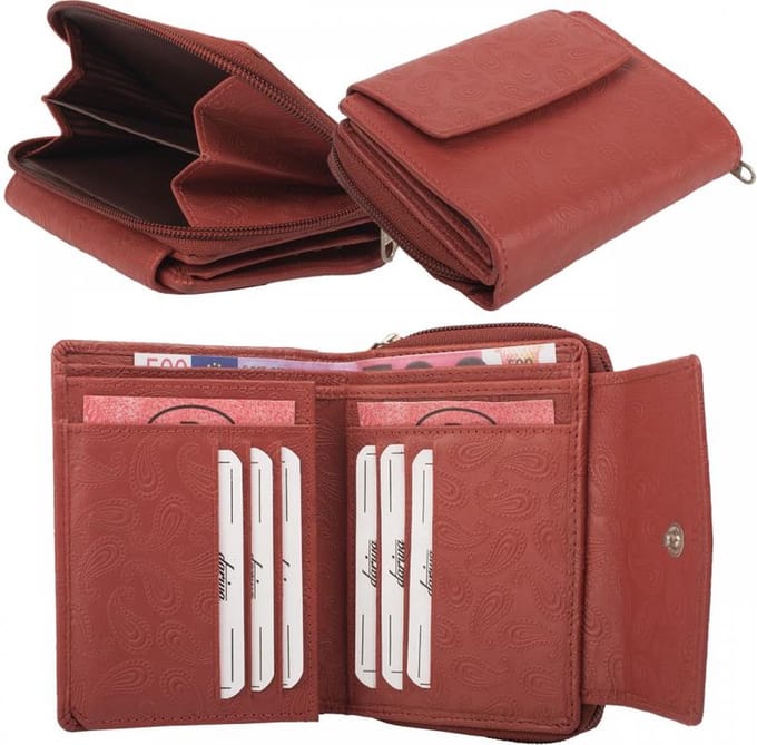 Dariya Portemonnee 257-beere Rood Terracotta Print Leer