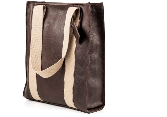 Leather Tote Coffee Manhattan Collection