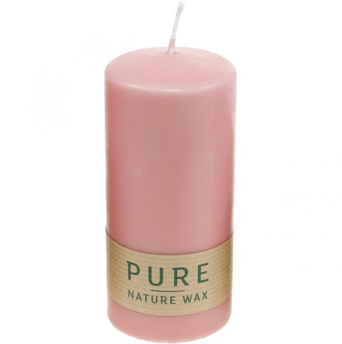 PURE stompkaars 130/60 decoratieve kaars roze natuurlijke was