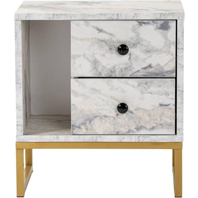 Asir - Nachttafel - Freesia Marmer & Goud - 45,2 x 29,5 x 50 cm