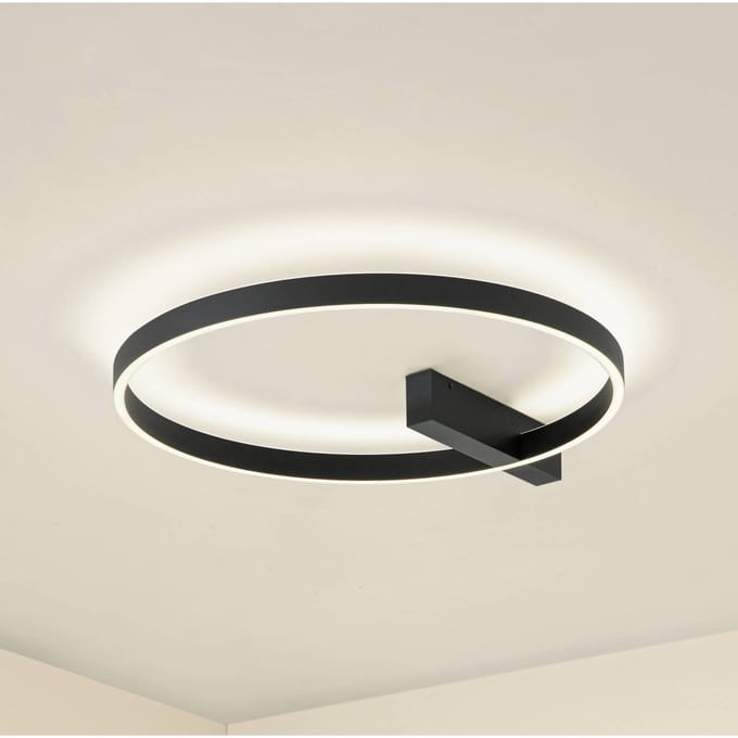 Lucande LED plafondlamp Isalin, 60 cm, zwart, CCT, dimbaar
