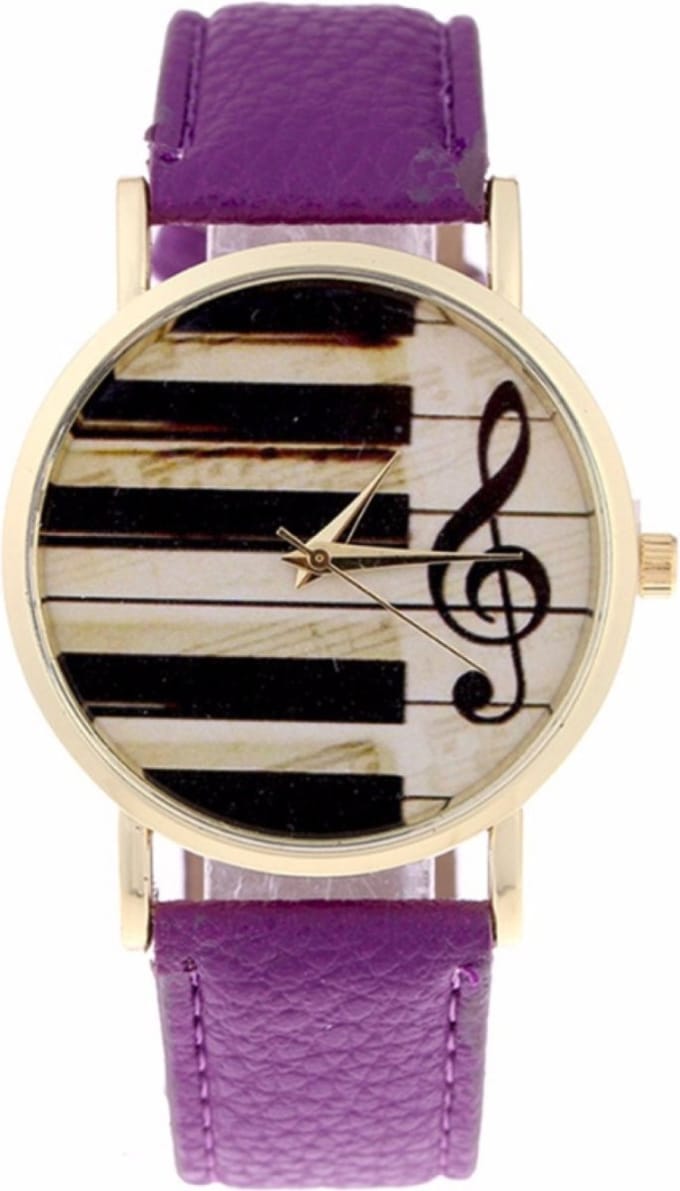 Hidzo Horloge Piano - Ø 37 mm - Paars - Kunststof