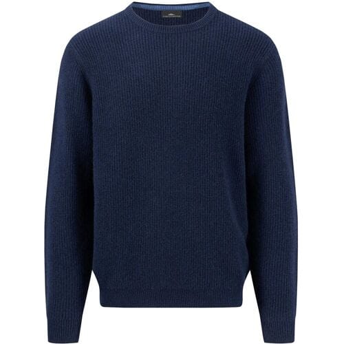 Fynch-Hatton Trui O-Neck Structure Cashmere Navy / male