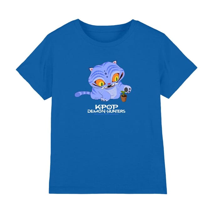 K-Pop Demon Hunters Kinder/Kids Schattig Derpy Tiger T-shirt (Koningsblauw)