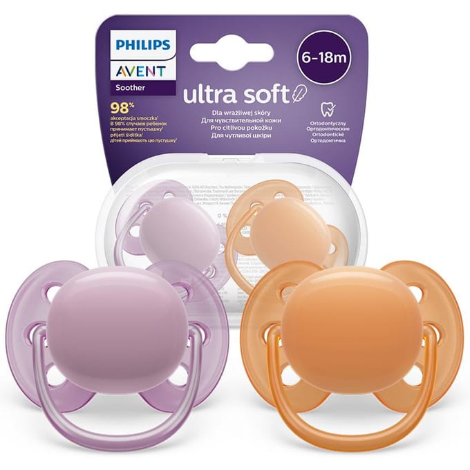 AVENT SCF091/33 Ultra Zachte Speen 6-18m oranje/paars