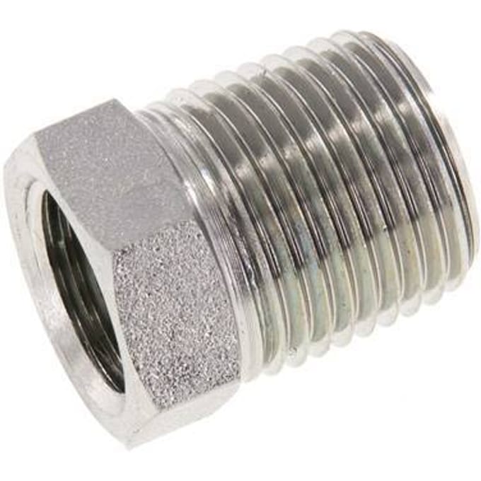 1/2'' NPT x 3/8'' NPT M/F Verzinkt Stalen Verloopring 210 Bar - Hydrauliek