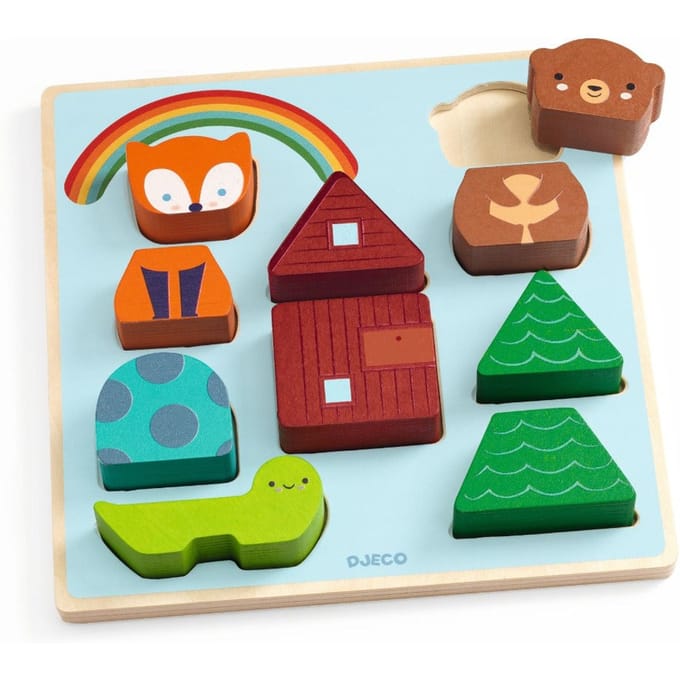 DJECO puzzel en stapelspel Rainbow 18 mnd+