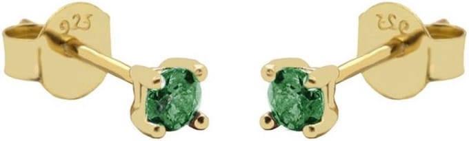 Karma Oorbellen Round Emerald Green Zirconia 2 mm Goud