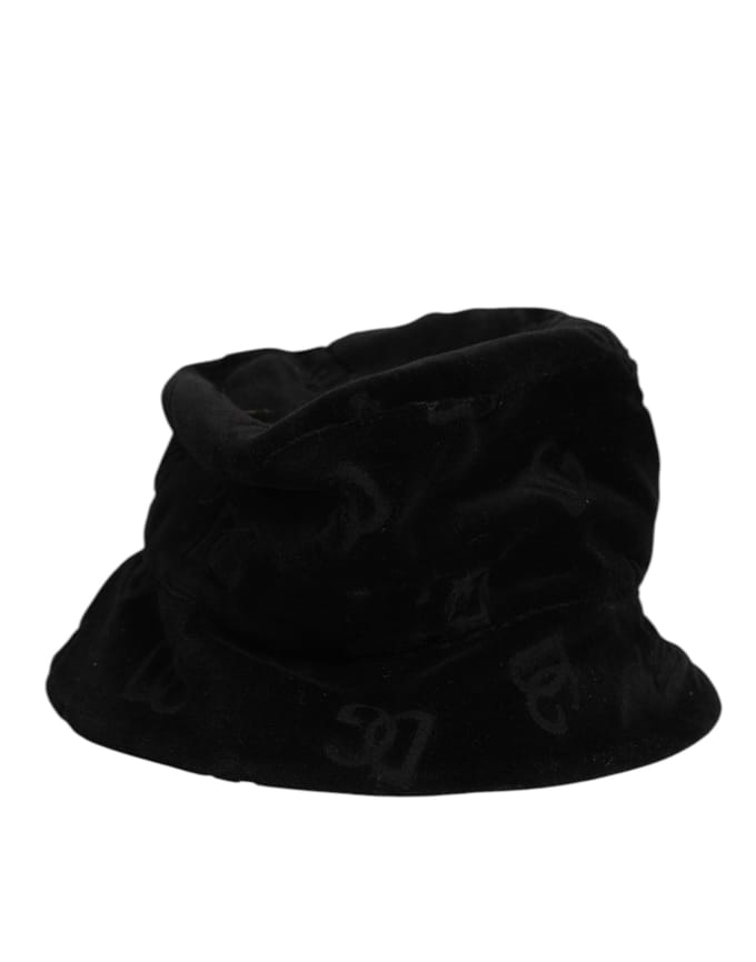Dolce & Gabbana Zwarte Katoenen Suède Bucket Logo Hoed
