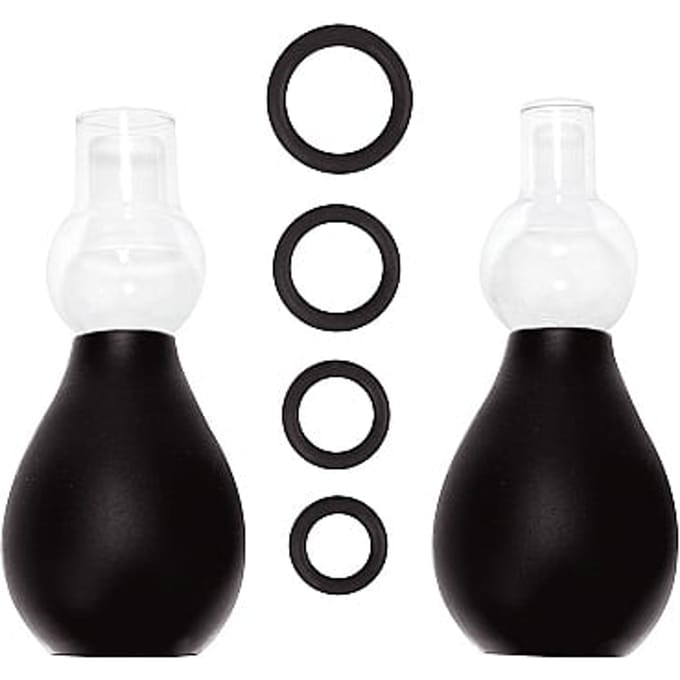 Ouch! Tepel Pomp Set met Ringen voor Verlenging Harde Tepels – Zwart
