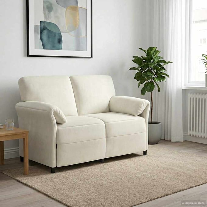 vidaXL - 2-Zits - Sofa - Crèmekleurig - 138 - x - 83 - x - 95 - cm - Fluweel