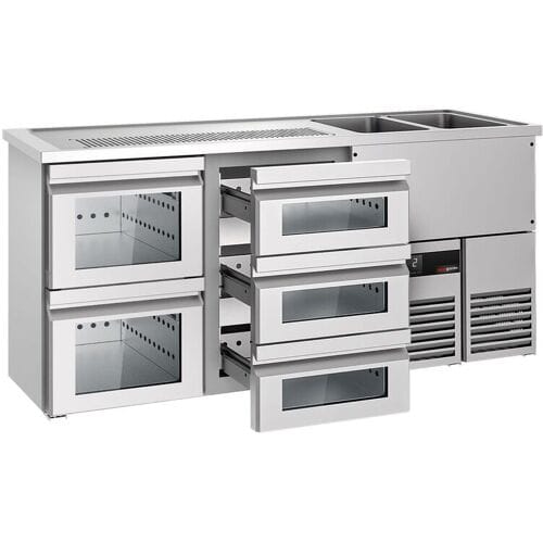 GGM Gastro Bierkoeling PREMIUM - 1950x700mm - 5 laden zilver