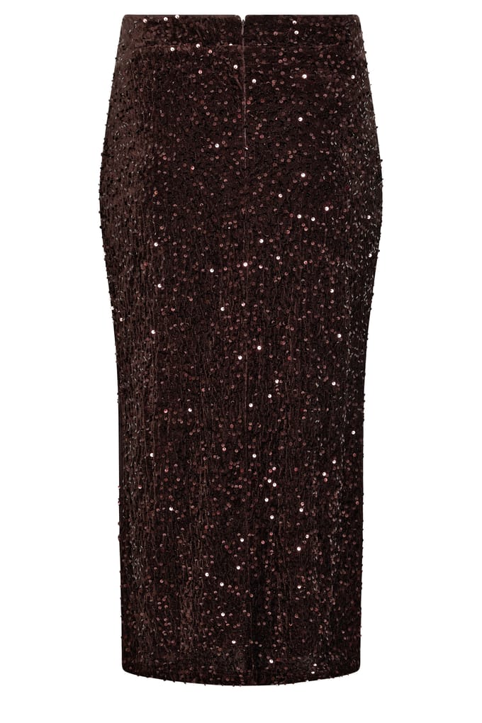 Yours London Chocoladebruine Fluwelen Maxirok Met Pailletten Size 48