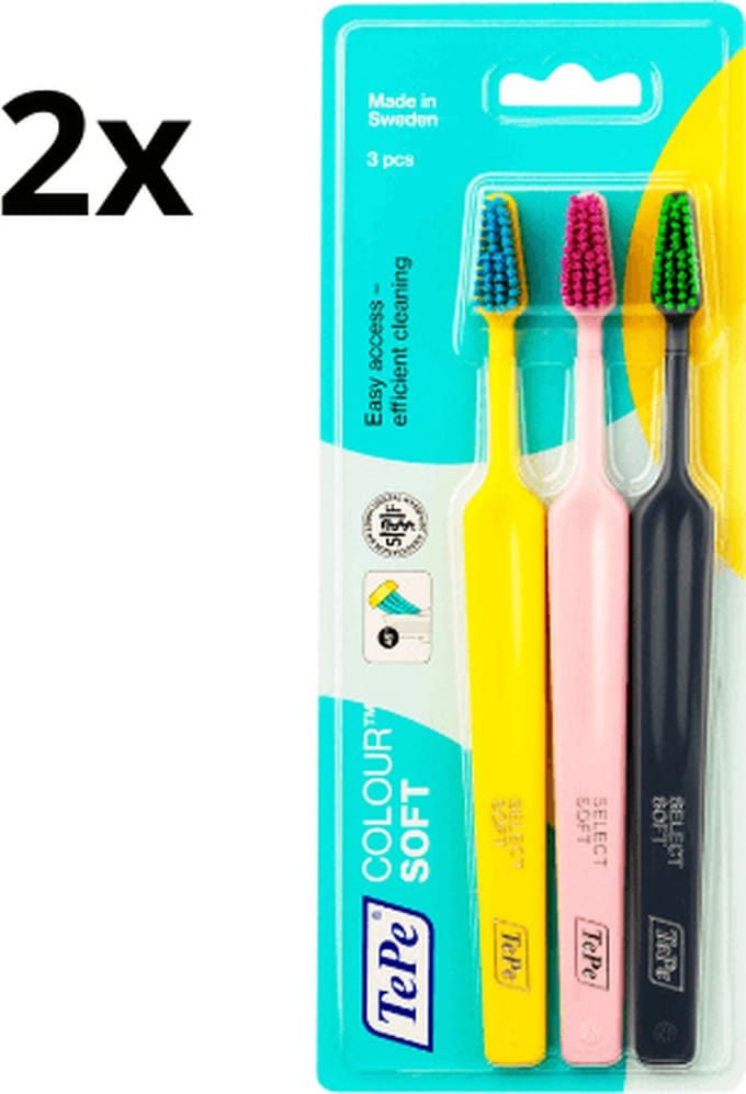 2x TePe Tandenborstel Colour Soft 3-pack - Voordeelverpakking