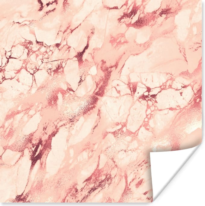 Poster Roze - Stenen - Marmer - 30x30 cm