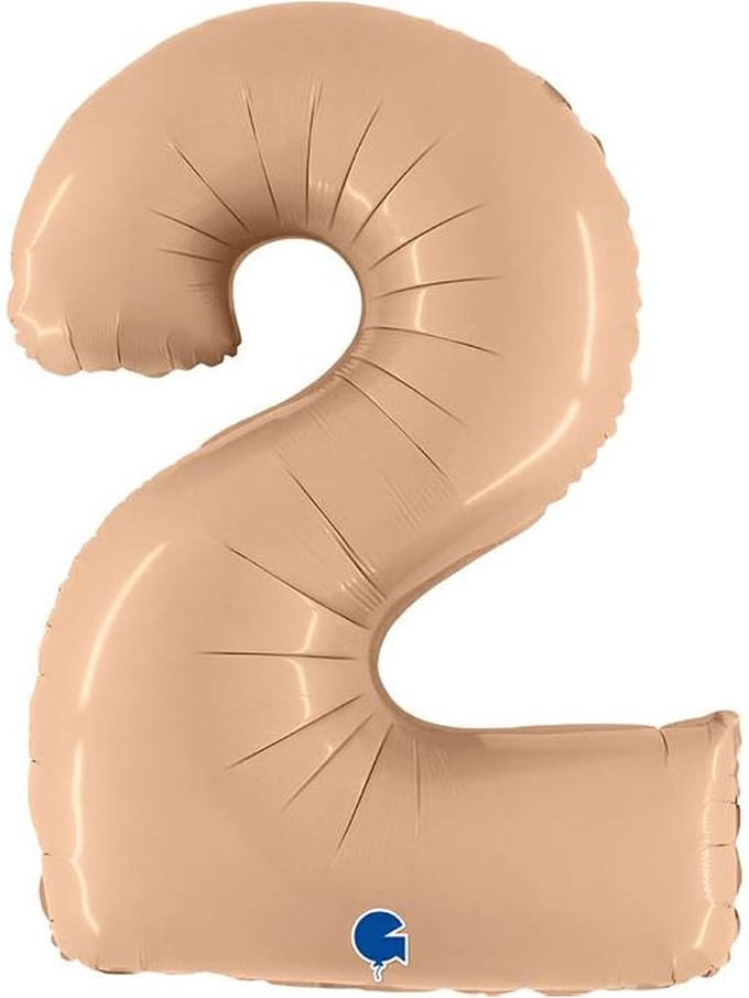 Folieballon Cijfer 2 Satin Nude - 100 cm