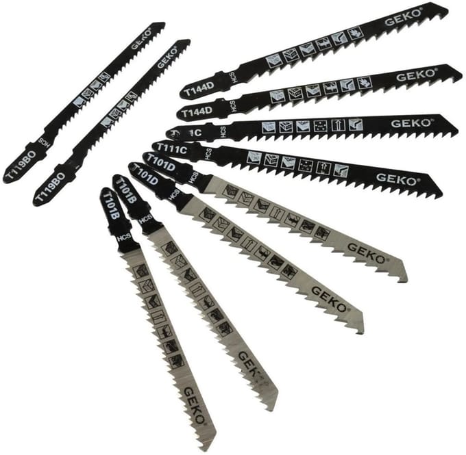 GEKO Multifunctionele T-schacht decoupeerzaagbladen - HCS staal - Set van 10 stuks