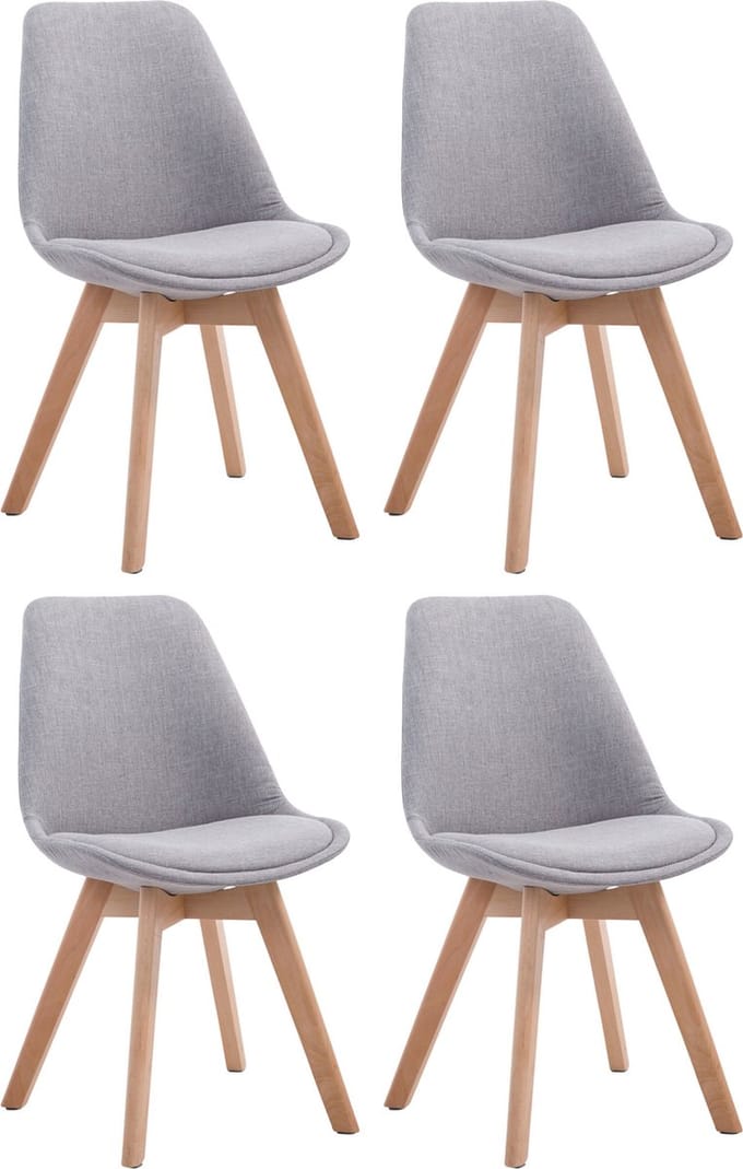 CLP Borneo V2 Set van 4 eetkamerstoelen - Stof grijs natura
