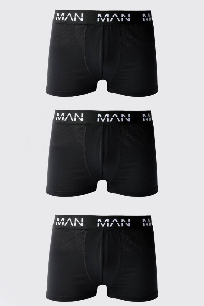 Heren Active Performance 3-Pack Boxers | Black | Size Large