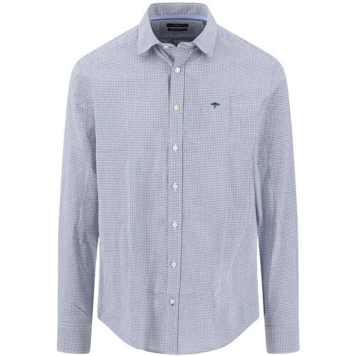 Fynch-Hatton Overhemd Essential Premium Check Kent Collar Navy / male