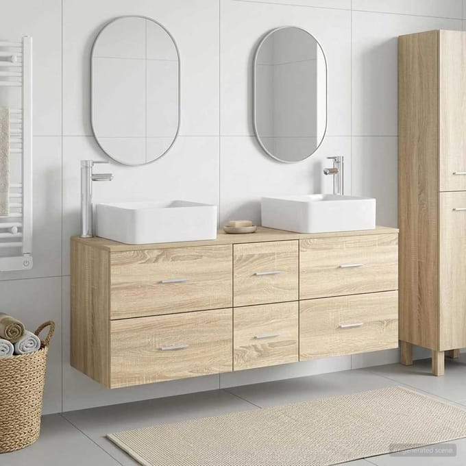 vidaXL - Badkamerkast - set - 3 - st - Sonoma - Eiken - 49,5 - x - 41 - x - 63 - cm